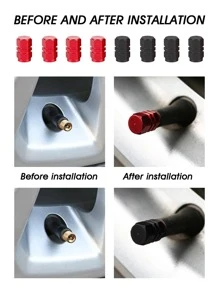 8pcs Red + Black Durable & Fashionable Car Tire Valve Stem Caps, Personalize Your Vehicle, High-Quality Car Accessories, Suitable For Cars, Trucks, Motorcycles, SUVs And Bicycles - Multicolor - View 7