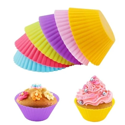 Set de 6 de colores plegable de silicona Buque de vapor moldes haciendo tortas , , arroz tortas , con Infantil alimentos