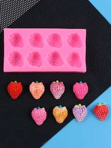 1入組草莓蠟燭裝飾用品樹脂矽膠模具,適用於製作肥皂聚合物粘土,紙杯蛋糕裝飾用品,蠟燭裝飾用品,巧克力,果凍 - 粉色 - 查看 2