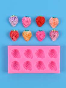 1入組草莓蠟燭裝飾用品樹脂矽膠模具,適用於製作肥皂聚合物粘土,紙杯蛋糕裝飾用品,蠟燭裝飾用品,巧克力,果凍 - 粉色 - 查看 4