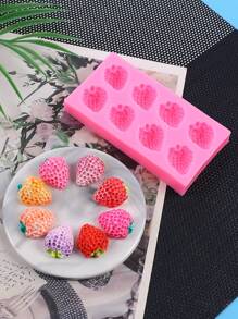 1入組草莓蠟燭裝飾用品樹脂矽膠模具,適用於製作肥皂聚合物粘土,紙杯蛋糕裝飾用品,蠟燭裝飾用品,巧克力,果凍 - 粉色 - 查看 1