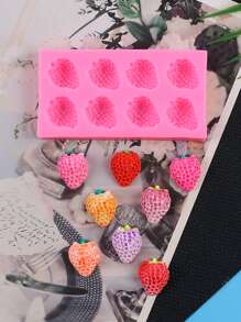 1入組草莓蠟燭裝飾用品樹脂矽膠模具,適用於製作肥皂聚合物粘土,紙杯蛋糕裝飾用品,蠟燭裝飾用品,巧克力,果凍 - 粉色 - 查看 3