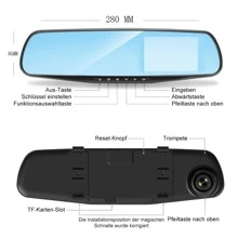 Car DVR Rear View Mirror Video Recroder, 4.3" Inch Back Up Car Camera Dual Lens Cam Night Vision Front And Rear Backup Reverse Security For Car - 4.3 inches - View 5