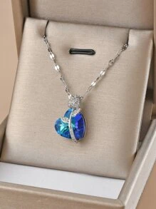 1 pièce Collier en acier inoxydable pour femmes avec pendentif fleur en zircone. Idéal pour la Saint-Valentin, la Fête des mères, cadeau