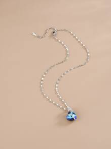 1 pièce Collier en acier inoxydable pour femmes avec pendentif fleur en zircone. Idéal pour la Saint-Valentin, la Fête des mères, cadeau