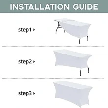 Phòng bếp Vải thun Khăn trải bàn , 1 cái/gói , 6ft ( Khoảng 1.8m ) , , Có thể giặt được , Đàn hồi Hình chữ nhật Khăn trải bàn , Thích hợp Đối với , Lễ cưới Các bữa tiệc X 30 X 76.2 - trắng - Xem 5