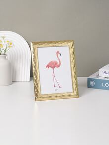 1pc Dual-Use Wavy Photo Frame (Includes Photo Paper, Random Photo Paper Delivery), Suitable For Home, Bedroom, Dining Room, Living Room - Can Be Hung On Wall Or Placed On Desk - Gold - View 5