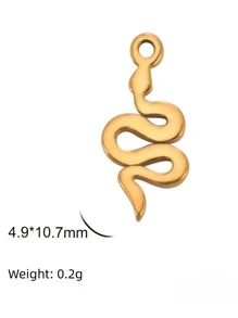 5pcs/set Stainless Steel Miniature Snake Design Animal Series Diy Pendant For Bracelet, Anklet Making, Replacement Accessory