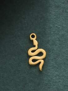5pcs/set Stainless Steel Miniature Snake Design Animal Series Diy Pendant For Bracelet, Anklet Making, Replacement Accessory