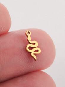 5pcs/set Stainless Steel Miniature Snake Design Animal Series Diy Pendant For Bracelet, Anklet Making, Replacement Accessory