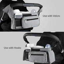 Momcozy Universal Stroller Organizer With Insulated Cup Holder - Light Grey - View 1
