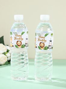 10张丛林动物主题瓶贴，丛林动物生日派对瓶贴礼品，派对装饰礼品，生日礼物，生日装饰贴纸包装标签，丛林动物派对装饰，婴儿派对装饰 - 彩色 - 查看 3