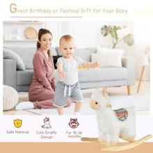 Qaba Kids Ride-On Rocking Horse Toy Llama Style Rocker Soft Plush Fabric for Children 18-36 Months - White - View 3