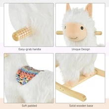 Qaba Kids Ride-On Rocking Horse Toy Llama Style Rocker Soft Plush Fabric for Children 18-36 Months - White - View 5