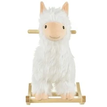 Qaba Kids Ride-On Rocking Horse Toy Llama Style Rocker Soft Plush Fabric for Children 18-36 Months - White - View 8