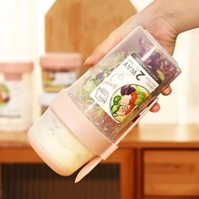 1入組便攜雙層多功能保鮮盒適用於酸奶,沙拉,水果,零食-合適的適用於嬰兒食物貯藏 - 粉色 - 查看 5