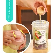 1入組便攜雙層多功能保鮮盒適用於酸奶,沙拉,水果,零食-合適的適用於嬰兒食物貯藏 - 粉色 - 查看 6