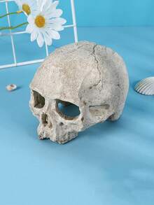 1 pieza de resina Acuario de cráneo Decoración , pecera Adorno con hueco escondite para de pez - Blanco - Ver 3