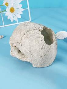 1 pieza de resina Acuario de cráneo Decoración , pecera Adorno con hueco escondite para de pez - Blanco - Ver 5