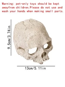 1 pieza de resina Acuario de cráneo Decoración , pecera Adorno con hueco escondite para de pez - Blanco - Ver 4