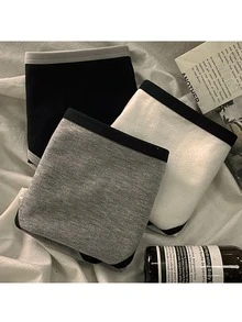 3入組/套女孩透氣舒適簡約風痕跡三角形內衣,運動風格