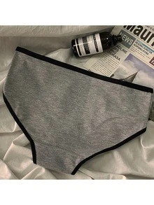 3入組/套女孩透氣舒適簡約風痕跡三角形內衣,運動風格