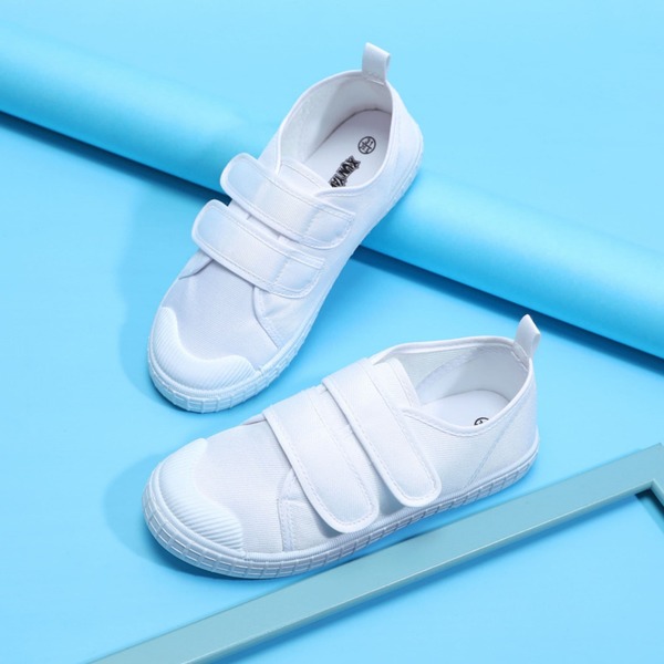 Womens Canvas Shoes Triple Hook and Loops Fashion All White Sneakers Durable and Comfortable Fit