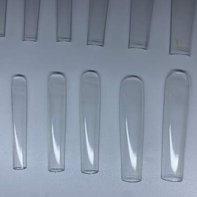 240 片/盒法式棺材形状透明超长假指甲贴带指甲锉按压式指甲美甲用品指甲