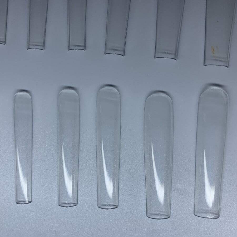 240 Stück/Box französischer Stil Sarg Form transparente extra lange falsche Nagel Spitzen mit Nagelfeile, Aufklebe-Nägel, Nagel Zubehör