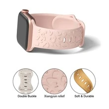 St.Siabe 1 男女时尚雕塑激光压花祥云图案波西米亚单色硅胶手表带 38mm 40mm 41mm 45mm 44mm 42mm 49mm 皮带，柔软舒适防水腕带替换表带和超系列 SE/8/7/6/5/4/3/2/1 智能手表表带配件 - 黑色 - 查看 2