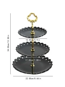 4 件塑料甜点托盘（3 件托盘和 1 件配件），家居日常多层欧式蛋糕架圣诞礼物 - 黑色 - 查看 2