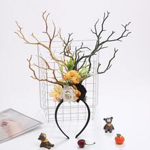 Green Forest Party Butterfly Headband Or Deer Horns Headband Hair Accessory - Green - View 2