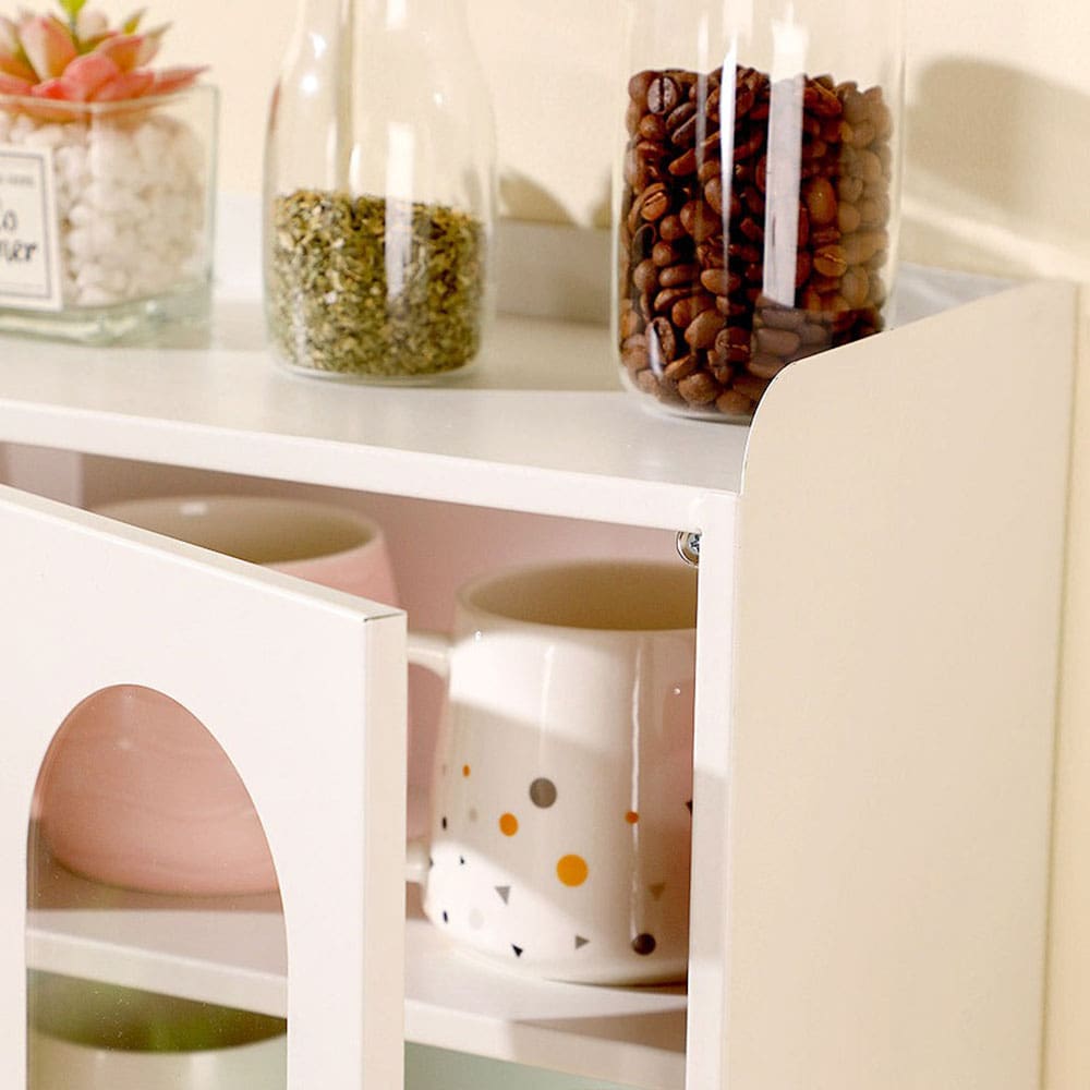 Glass Doors Display Metal Desktop Display with Drawers