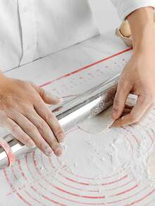 3pcs Stainless Steel Adjustable Rolling Pin Set With Width, Thickness Scale, Non-stick, And Seamless Design For Baking - Xám - Xem 9