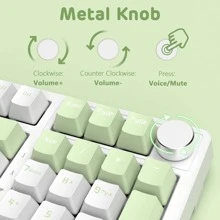 Ajazz Ak992機械鍵盤三模式插拔式2.4g/有線/bt Pbt三鍵帽rgb遊戲筆記本電腦 - 綠色軸彈簧音 - 薄荷綠 - 查看 5