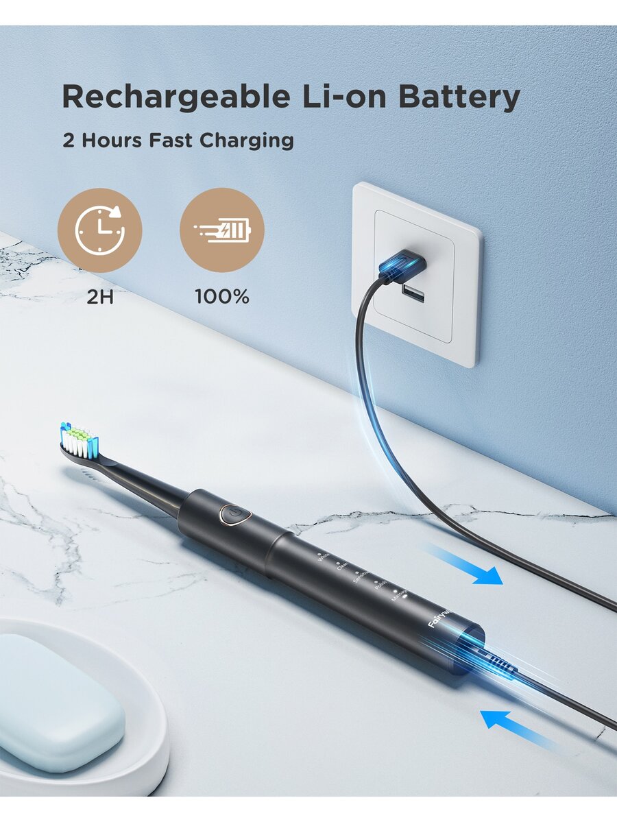 Fairywill Electric Toothbrush Oral Whitening Teeth Sonic Waterproof USB