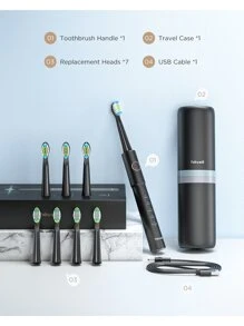 Fairywill Electric Toothbrush Oral Whitening Teeth Sonic Waterproof USB Charger - Black - View 2