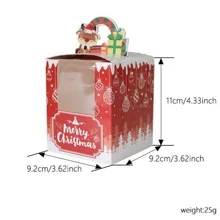 12pcs Christmas Dessert Cake Box With Base,Christmas - Multicolor - View 8
