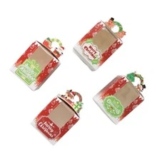 12pcs Christmas Dessert Cake Box With Base,Christmas - Multicolor - View 3