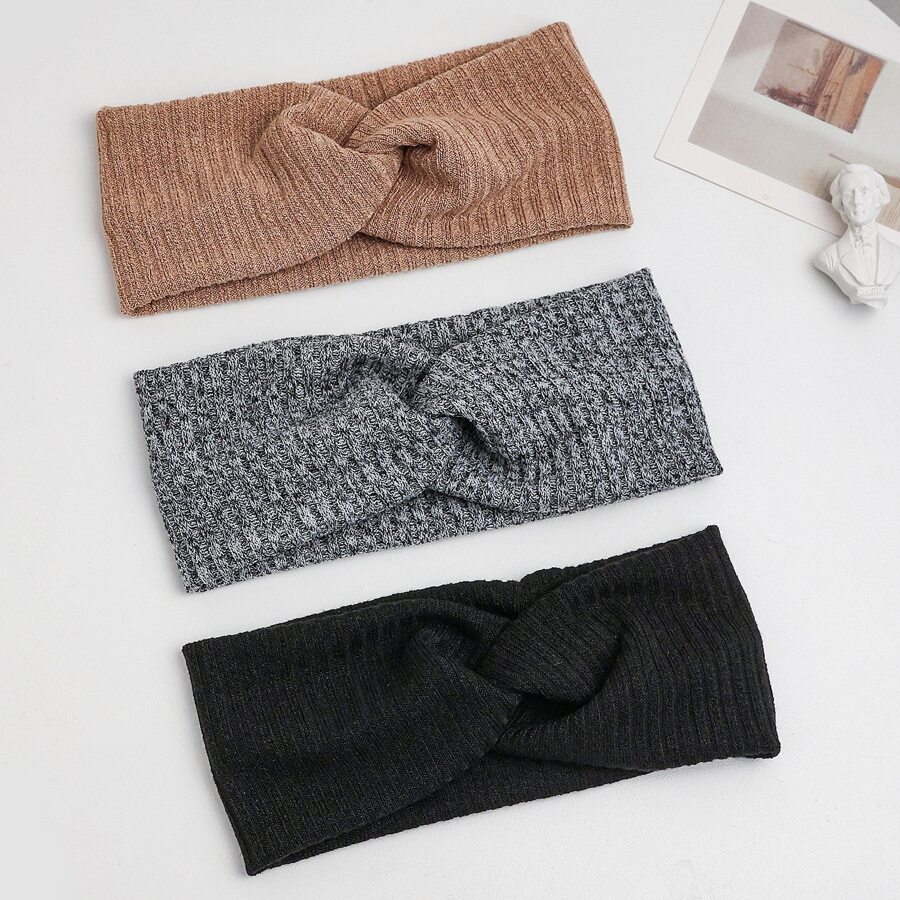 3 cái/bộ Dệt kim Xoắn Băng đô - Nhiều màu - Xem 1