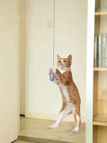 1pc Realistic Bunny Shaped Triangle Wire Hanging Cat Toy For Self-entertainment