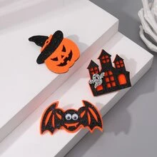 3入組/套萬聖節南瓜,鬼,蜘蛛,貓頭鷹女巫哥特式胸針,朋友,情侶禮品扣