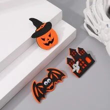 3入組/套萬聖節南瓜,鬼,蜘蛛,貓頭鷹女巫哥特式胸針,朋友,情侶禮品扣