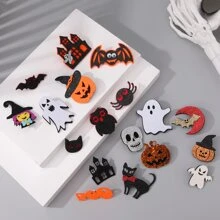 3入組/套萬聖節南瓜,鬼,蜘蛛,貓頭鷹女巫哥特式胸針,朋友,情侶禮品扣