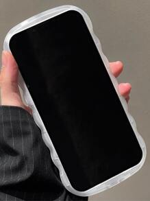 Heart Pattern Phone Case With Hand Strap - Silver - View 5