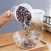 Large Food Storage Container Plastic Cylinder For Kitchen Storage Of Grains, Nuts And Other Food With Sealing Function - 1000ml - View 3