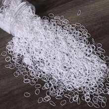 1500入 女孩簡約白色罐裝迷你一次性橡皮筋髮圈，適合日常使用 - 白色 - 查看 2