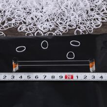 1500入 女孩簡約白色罐裝迷你一次性橡皮筋髮圈，適合日常使用 - 白色 - 查看 4