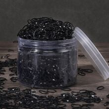 1500pcs Girls' Simple Black Mini Disposable Hair Ties In A Container, Suitable For Everyday Use - Black - View 1