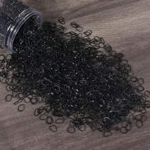 1500pcs Girls' Simple Black Mini Disposable Hair Ties In A Container, Suitable For Everyday Use - Black - View 2